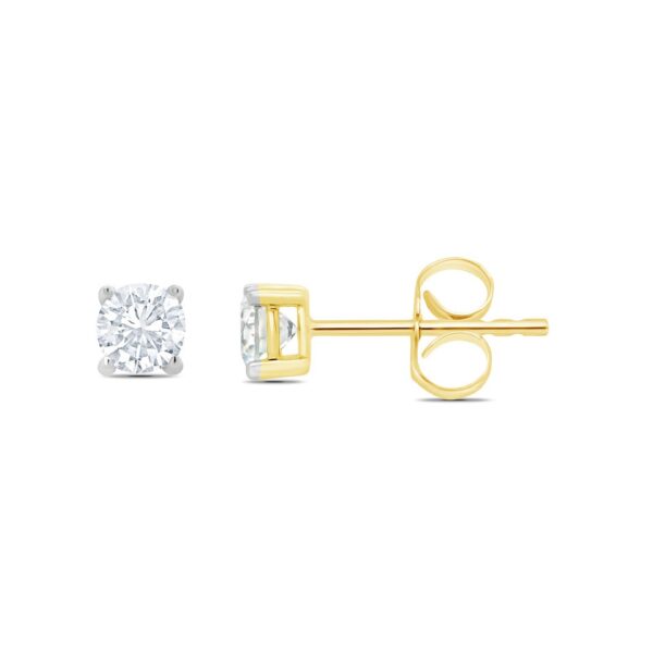9 carat yellow gold diamond solitaire stud earrings