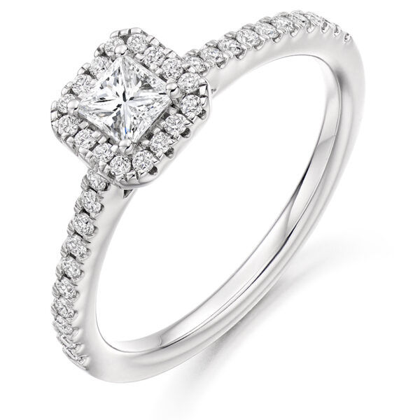 Diamond Princess Cut Halo Ring 0.30 Carats