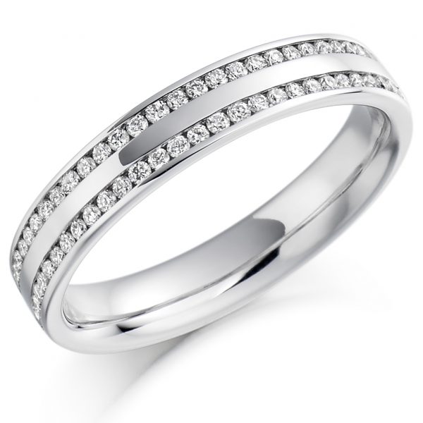 diamond double row half eternity ring