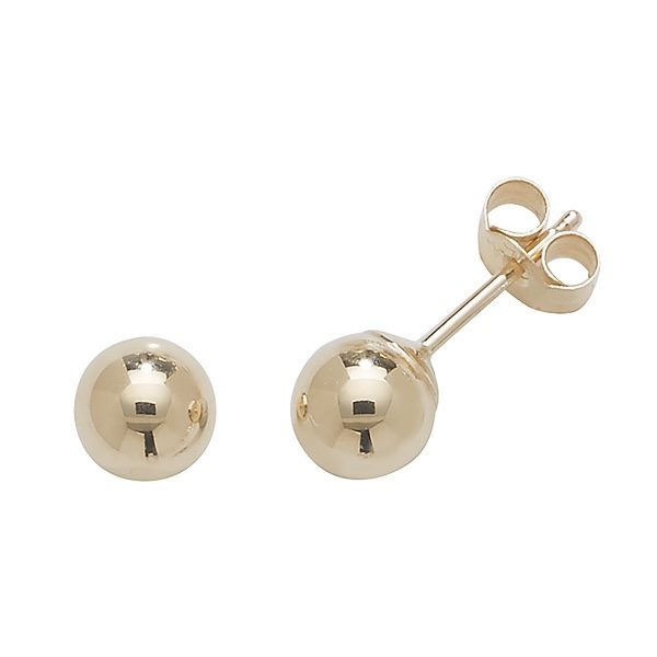 9 carat yellow gold 5mm ball stud earrings