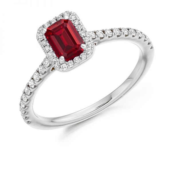 18ct Gold Ruby And Diamond Halo Ring - Northumberland Goldsmiths