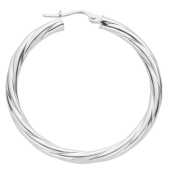 Silver Twist Shaped Hoop Earrings Northumberland Goldsmiths