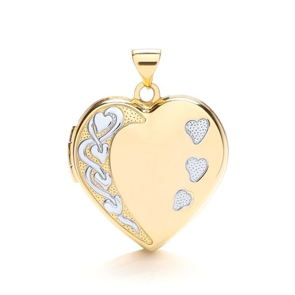 9 Carat Yellow & White Gold Heart Shaped Family Locket