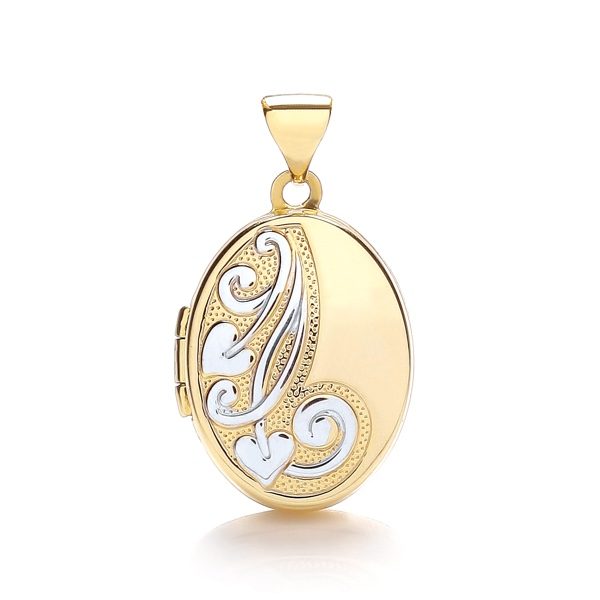 9 Carat Gold Oval Shaped Patterned locket