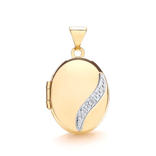 9 Carat Gold Ladies Diamond Oval Shaped Locket