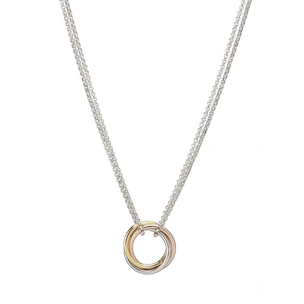 Silver Chain With Three-Colour Pendant - Northumberland Goldsmiths
