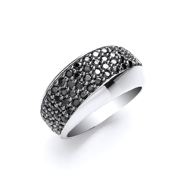 Silver Dome Black Cubic Zirconia Ring - Northumberland Goldsmiths
