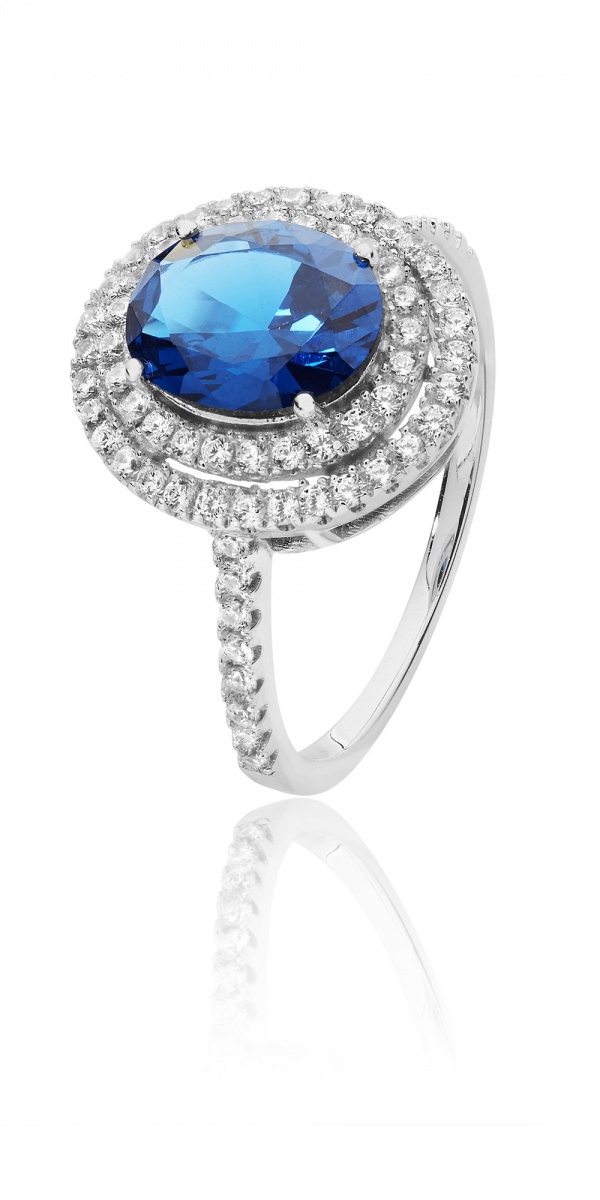 Oval Shape Blue Cubic Zirconia Ring - Northumberland Goldsmiths