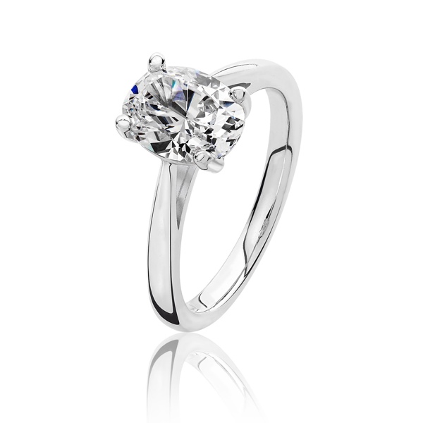 NGSTH0091 silver oval shape cubic zirconia ring