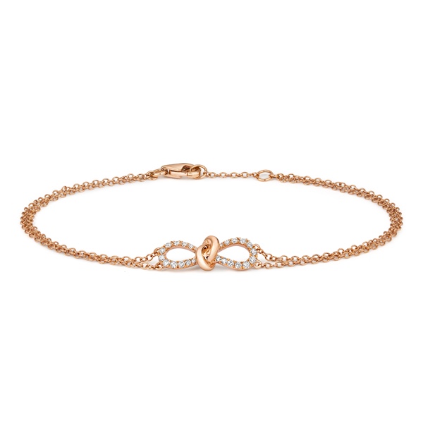 18 Carat Rose Gold Diamond Bow Bracelet - Northumberland Goldsmiths
