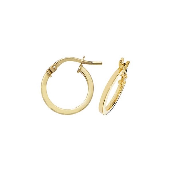 a plain pair of 9 carat yellow gold hoop earrings