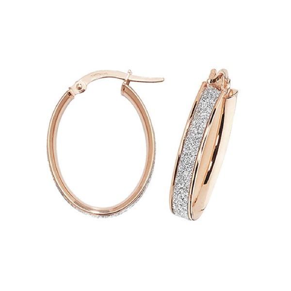 9ct Rose Gold Frosted Hoop Earrings - Northumberland Goldsmiths