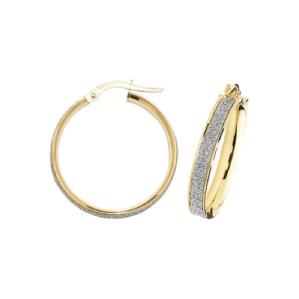 9 carat yellow gold frosted hoop earrings