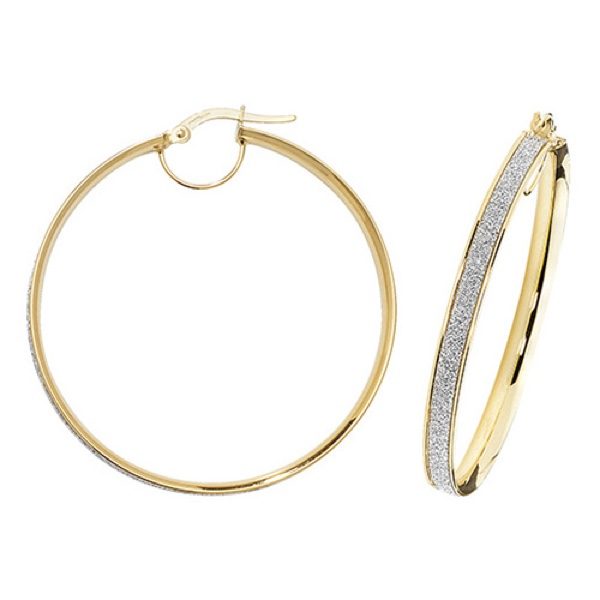 9 carat yellow gold frosted hoop earrings
