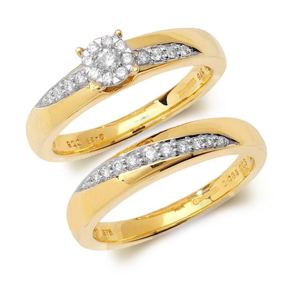 9 Carat Yellow Gold Diamond Bridal Set - Northumberland Goldsmiths