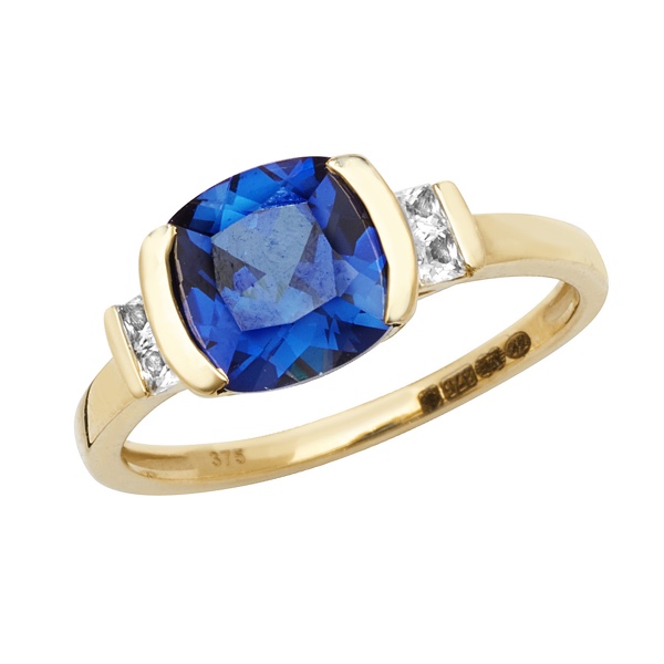 9 Carat Yellow Gold And Created Sapphire Northumberland Goldsmiths