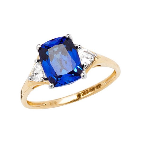 9 carat yellow gold created sapphire ring