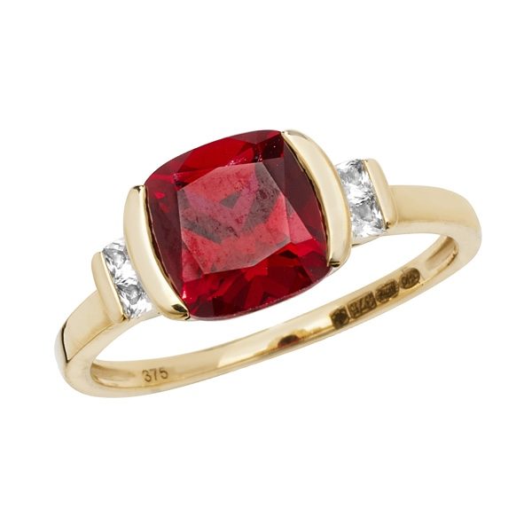 9 carat gold created ruby dress ring