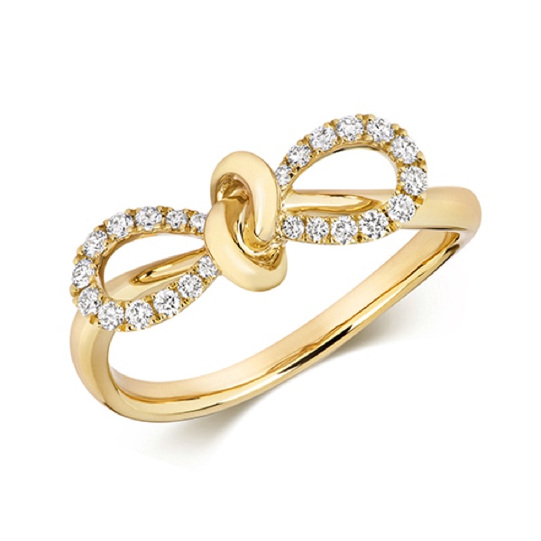 18 Carat Yellow Gold Diamond Bow Ring - Northumberland Goldsmiths