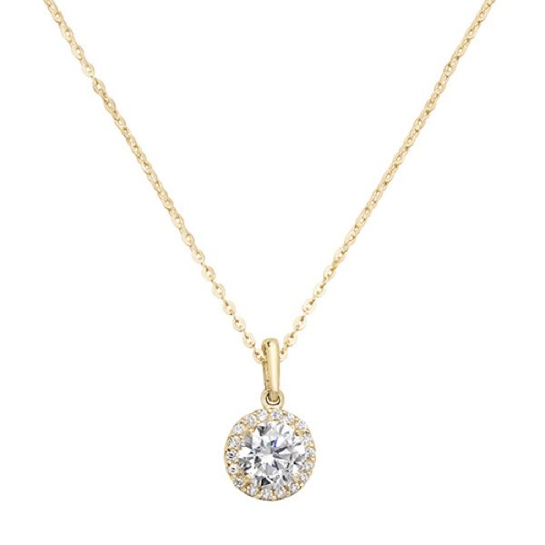 9ct Gold Round Cz Pendant 16″+2 