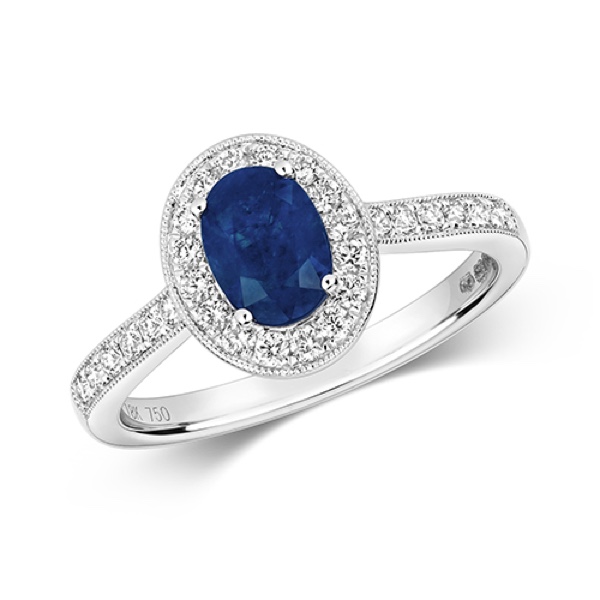 Diamond And Oval Sapphire Ring - Northumberland Goldsmiths
