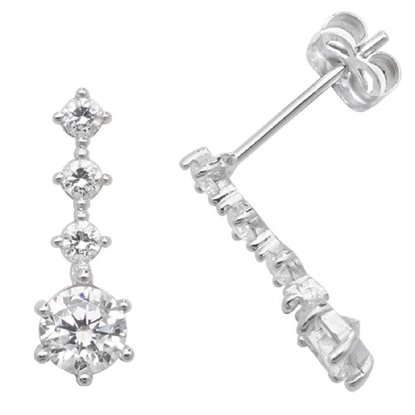 9 carat white gold cubic zirconia drop earrings