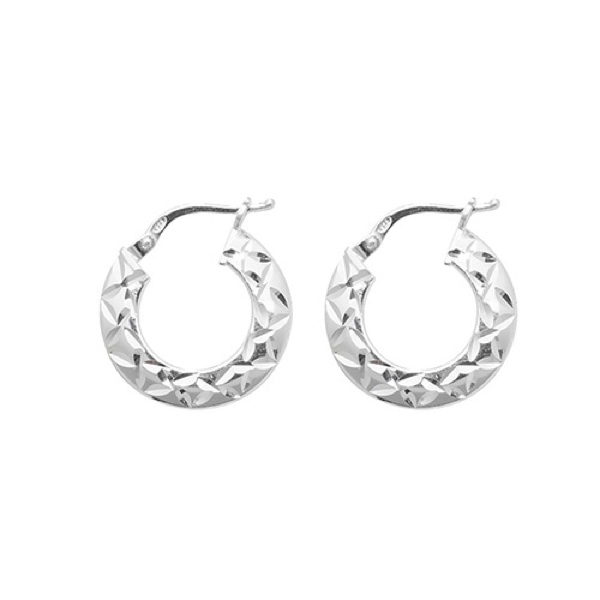 Silver Fancy Cut Hoop Earrings Northumberland Goldsmiths