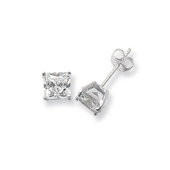 Silver 6mm Square CZ Stud Earrings - Northumberland Goldsmiths