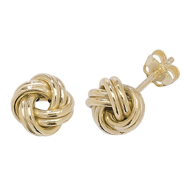 9 carat yellow gold knot earrings