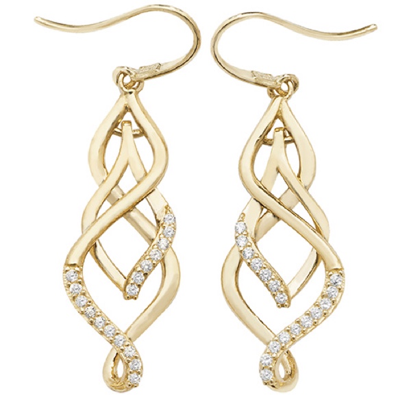 9ct Gold Cubic Zirconia Fish Hook Earrings - Northumberland Goldsmiths