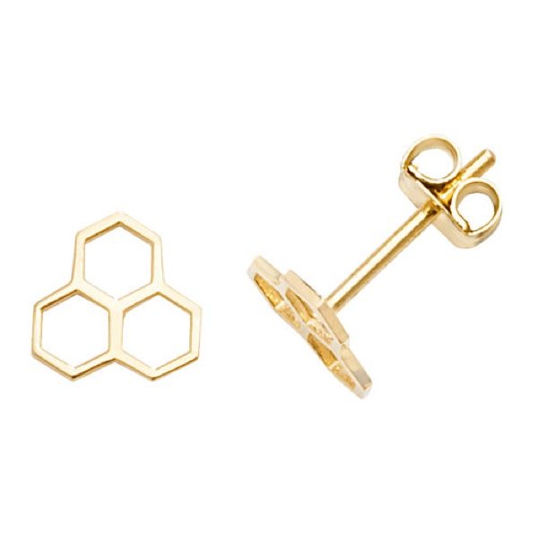 9 carat yellow gold honeycomb stud earrings
