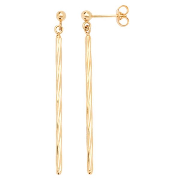 9 carat yellow gold twist drop earrings