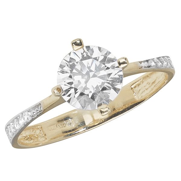 9 carat yellow gold cubic zirconia ring