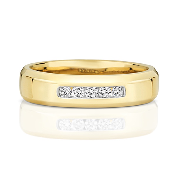 108 : 9 Carat White & Rose Gold Mens Wedding Ring With Black Diamonds -  Abrecht Bird Jewellers