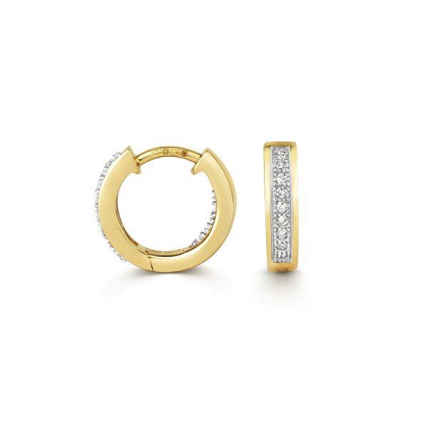 9 carat yellow gold diamond hoop earrings