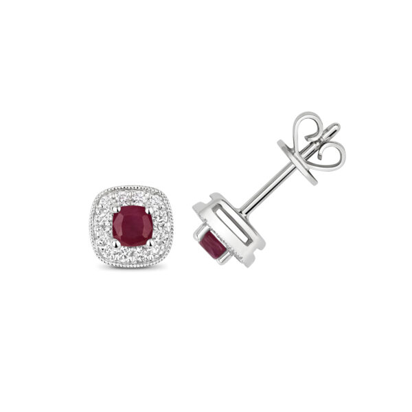 ruby and diamond stud earrings