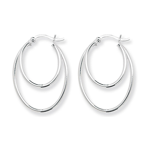 Silver Double Hooped Earrings