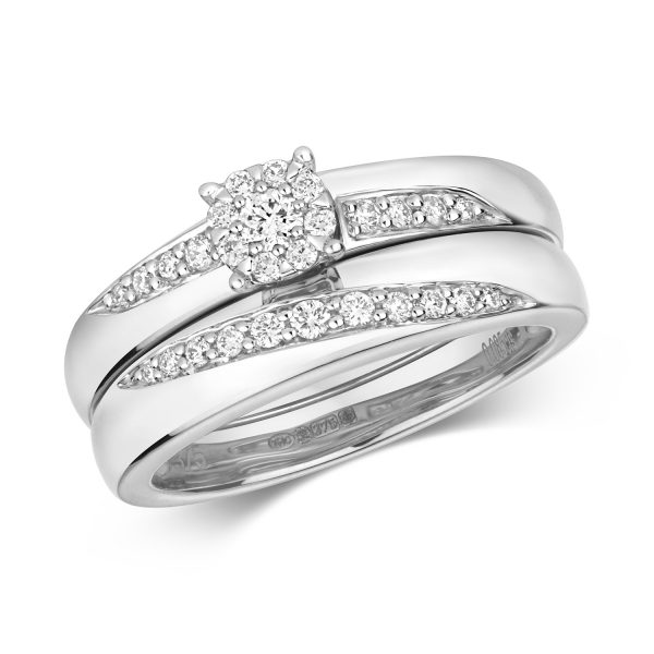 9 carat white gold diamond wedding ring set