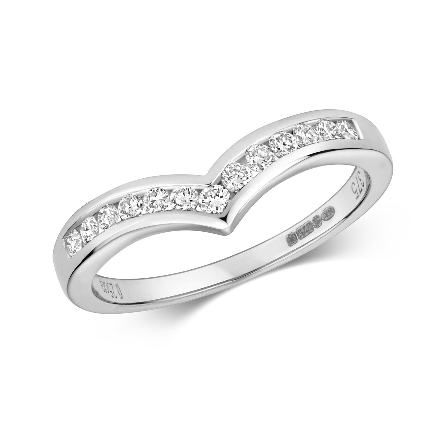 9ct White Gold Diamond Wishbone Ring - Northumberland Goldsmiths