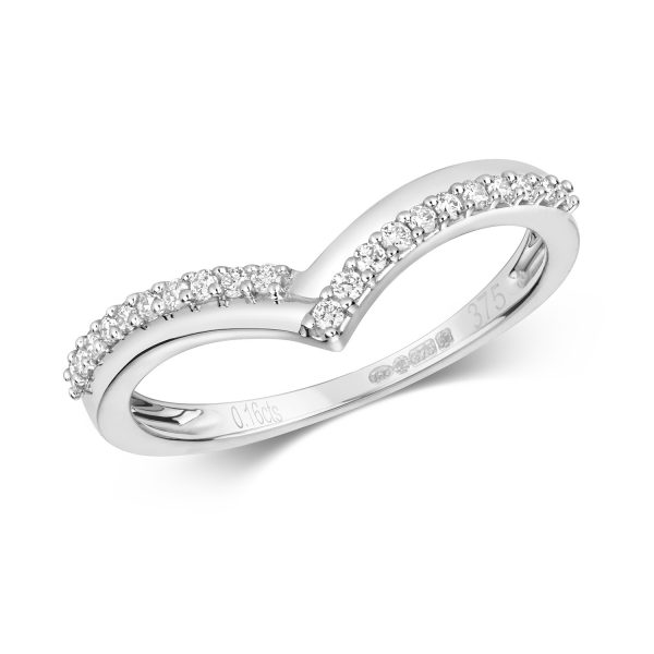 9 carat white gold diamond ring wishbone