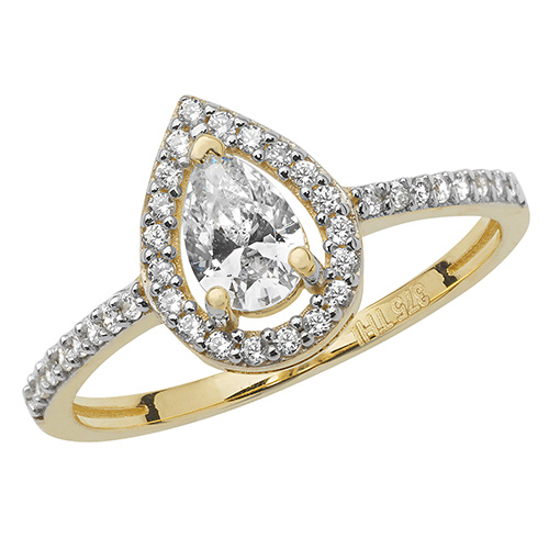 9 carat yellow gold cz ring