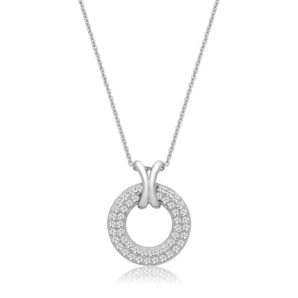 Silver Circle Cubic Zirconia Necklace
