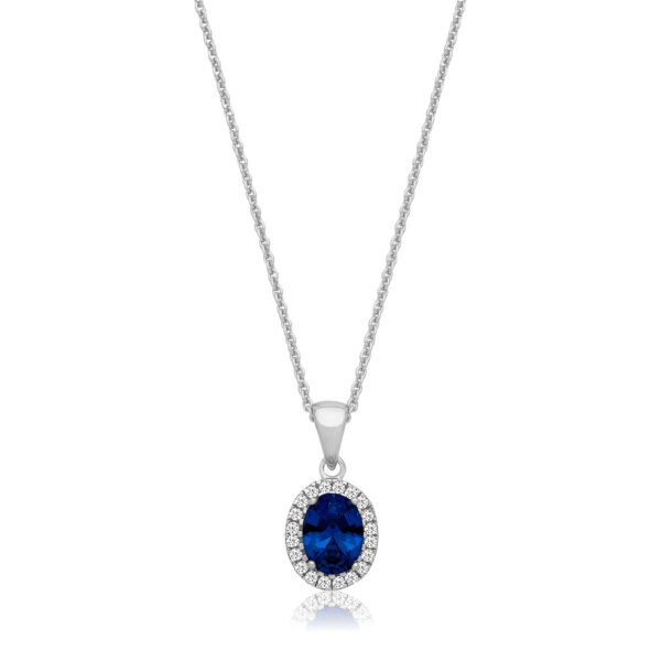 Sterling Silver Blue And White Cz Necklace