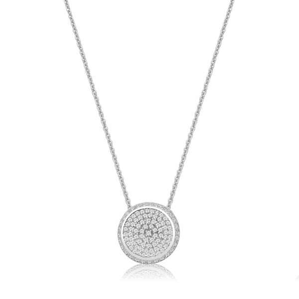 Silver Circle CZ Pendant And Chain