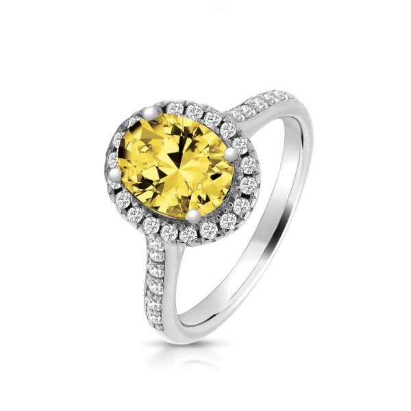 Sterling Silver Oval Cubic Zirconia Halo Ring