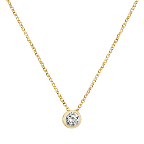 9 carat yellow gold ladies cubic zirconia pendant and chain