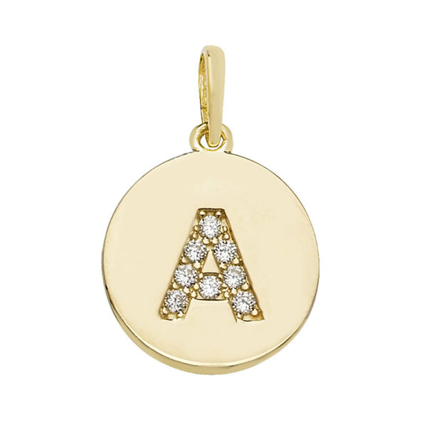 9 Carat Yellow Gold Diamond Initial Pendant