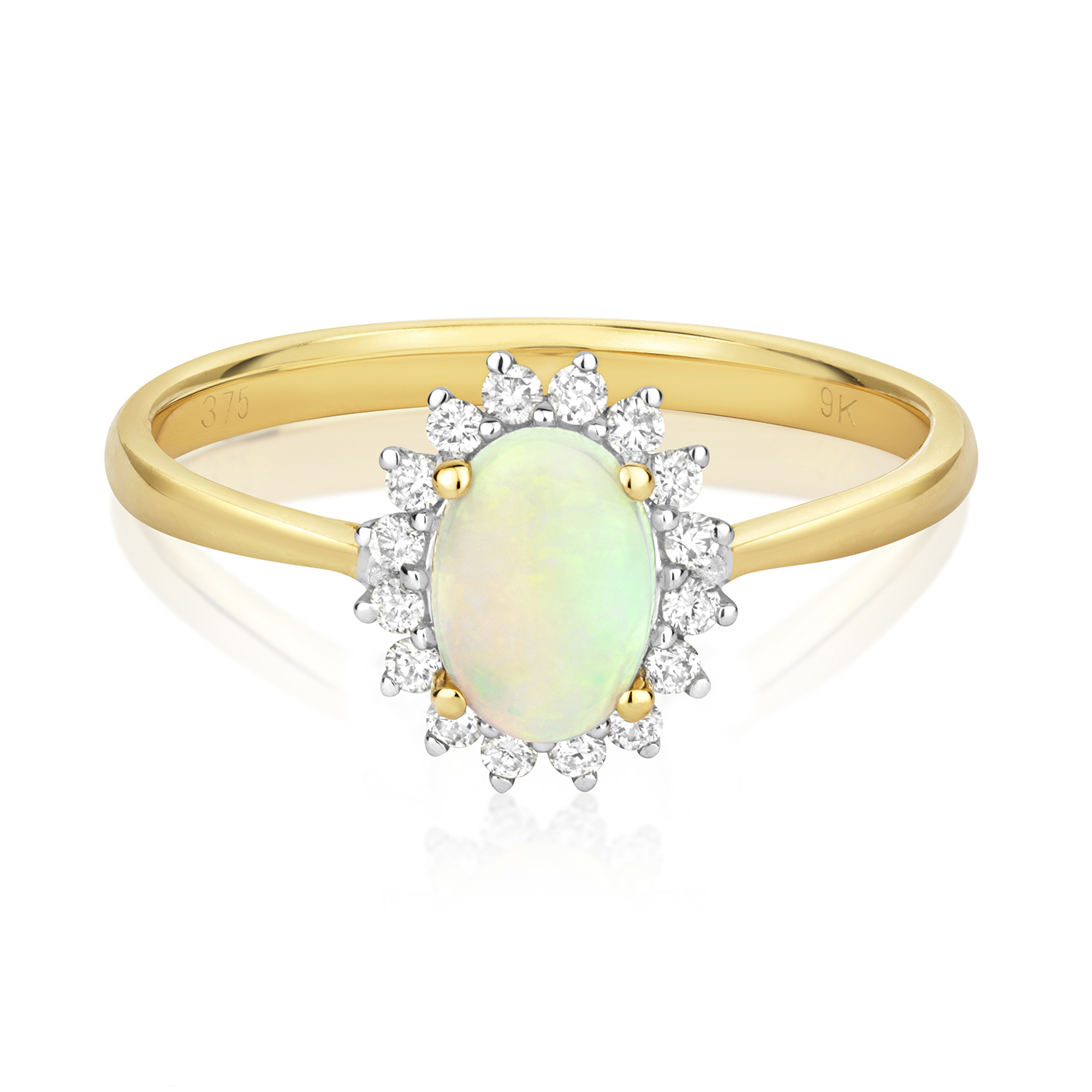 9 Carat Opal And Diamond Cluster Ring Northumberland Goldsmiths