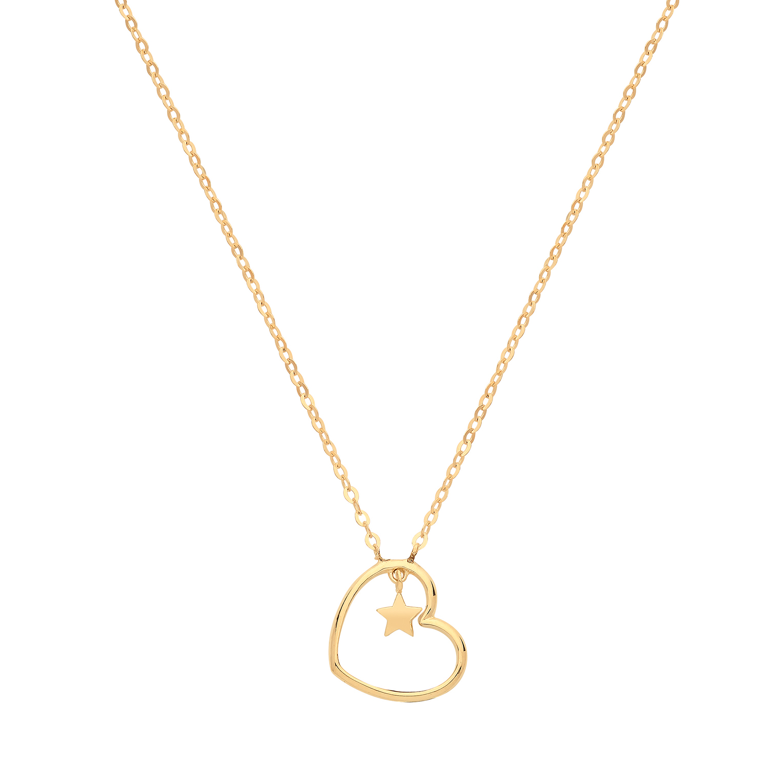 9ct Gold Heart Charm Pendant And Chain - Northumberland Goldsmiths