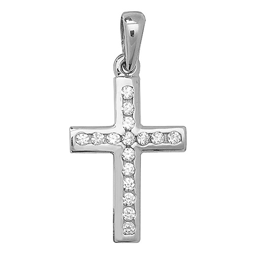 9 carat white gold cross set with cubic zirconias